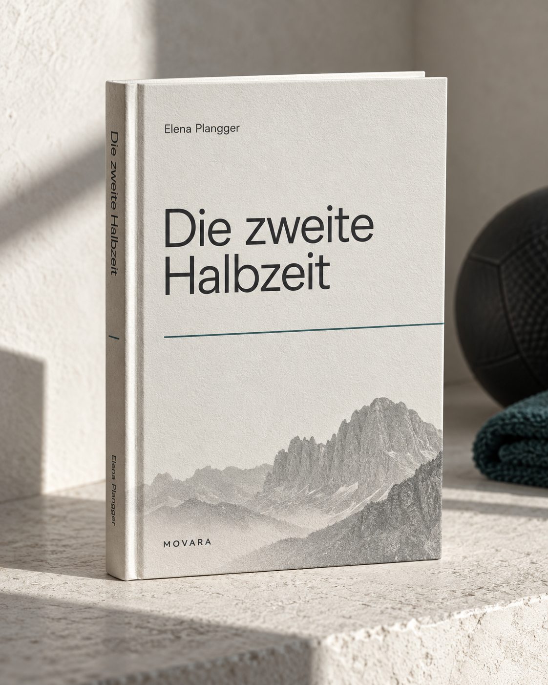 Buch stehend, 3D-Render, Kalk-Hintergrund, hartes Seitenlicht