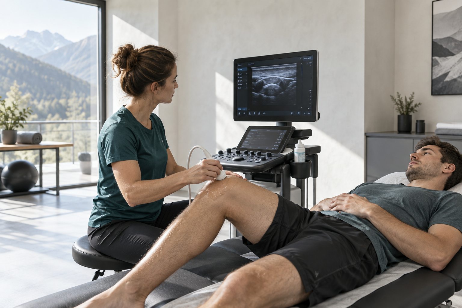 Knie-Ultraschall, Monitor im Bild